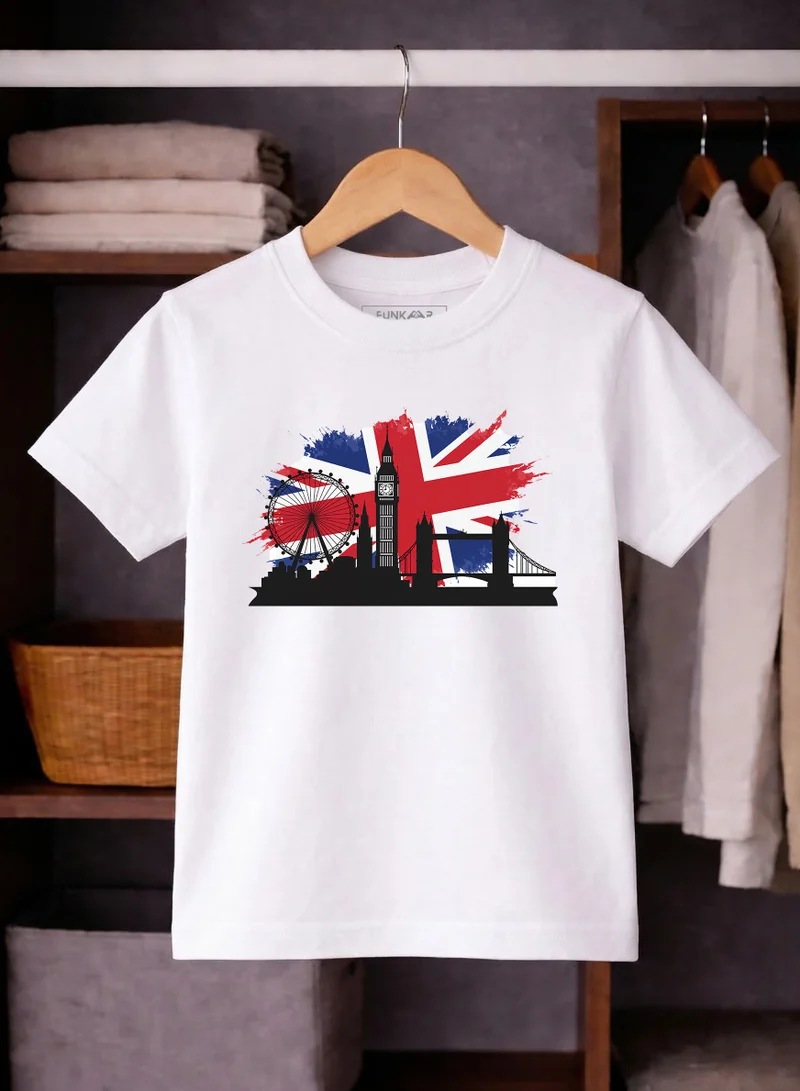 فنكار FUNKAAR تيشيرت أطفال للأولاد والبنات بطباعة علم المملكة المتحدة