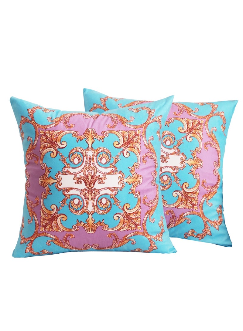Luxury Velvet Cushion Covers Set of 2, 45x45 cm Throw Pillow Cover, Classic Retro Geometric Abstract Decorative Couch Pillow Case, For Living Room Sofa Car Couch Pillowcases（Double sided pattern） - Image 1