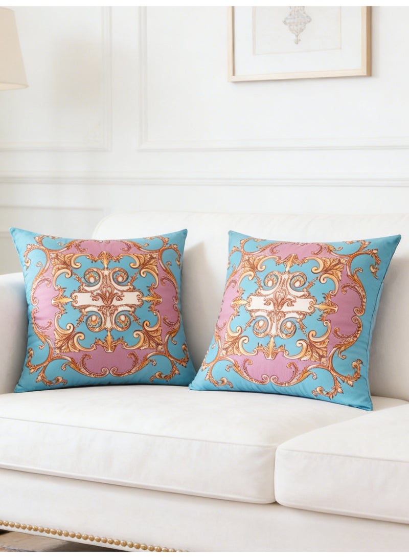 Luxury Velvet Cushion Covers Set of 2, 45x45 cm Throw Pillow Cover, Classic Retro Geometric Abstract Decorative Couch Pillow Case, For Living Room Sofa Car Couch Pillowcases（Double sided pattern） - Image 2