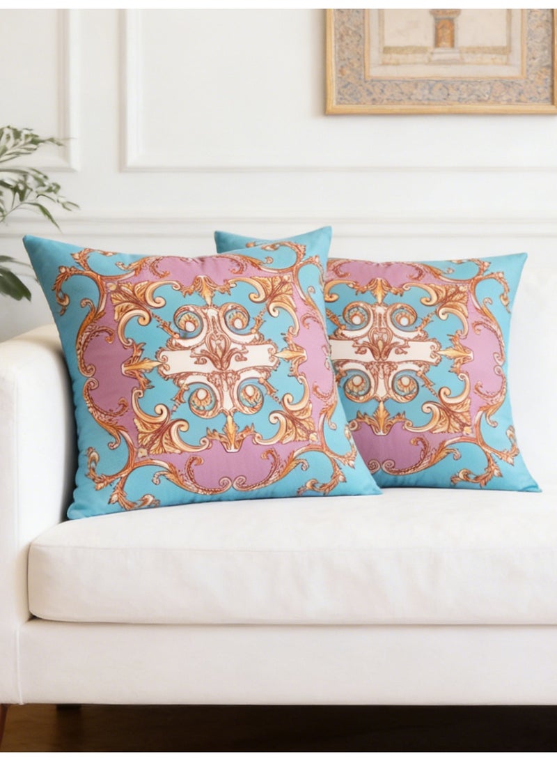 Luxury Velvet Cushion Covers Set of 2, 45x45 cm Throw Pillow Cover, Classic Retro Geometric Abstract Decorative Couch Pillow Case, For Living Room Sofa Car Couch Pillowcases（Double sided pattern） - Image 3