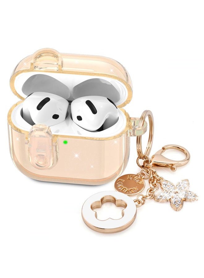VISOOM (with Safety Lock) VISOOM 2025 Clear Cases For Airpods iPods 4 Case Cover Women, Bling Airpod iPod 4 Case Soft 4th Gen Air Pods iPods Cases With Keychain for Apple Headphones Airpods4 Generation-Khaki - Image 1