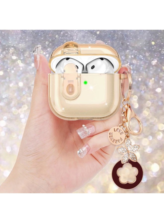 VISOOM (with Safety Lock) VISOOM 2025 Clear Cases For Airpods iPods 4 Case Cover Women, Bling Airpod iPod 4 Case Soft 4th Gen Air Pods iPods Cases With Keychain for Apple Headphones Airpods4 Generation-Khaki - Image 5