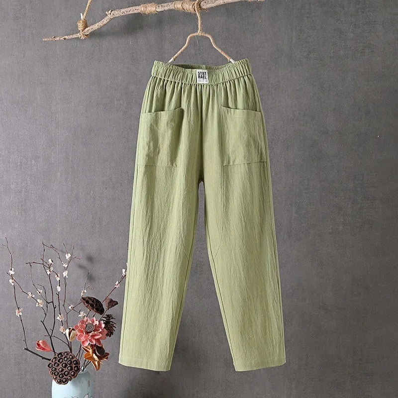 2023 New Pants Korean Style Loose Slimming Straight Pants Summer Thin Cropped Harem Pants Fashion Casual Pants for Women - Image 3