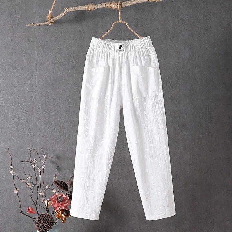 2023 New Pants Korean Style Loose Slimming Straight Pants Summer Thin Cropped Harem Pants Fashion Casual Pants for Women - Image 5