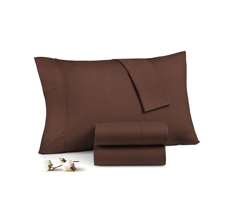 EASY BEDDING 800 TC Premium Super Soft Pillow Cover Set of 2 Piece 100 Egyptian Cotton Quit Breathable Home Decor Bed Pillow CoverChocolate SolidStandard Size 17X27 - Image 1