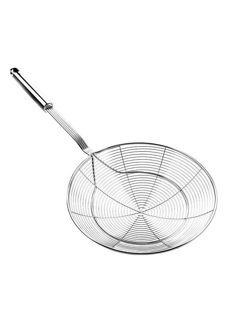 SYOSI Large Stainless Steel Spider Strainer Skimmer | 7.8 Inch Basket for Frying and Cooking | Long Handle Kitchen Utensil for Draining and Straining  - Image 1