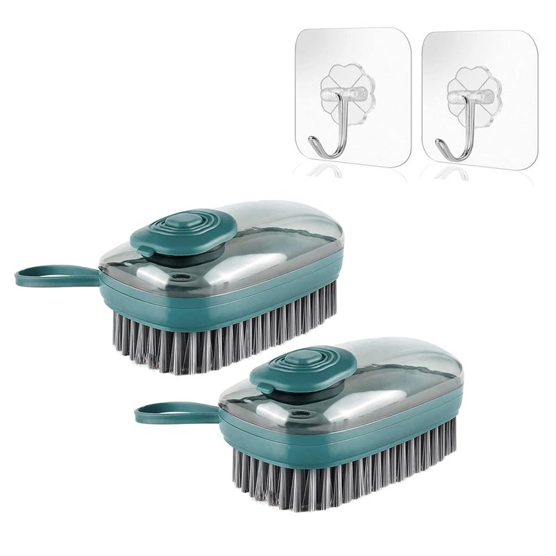 Prostuff.in Prostuffin 2 Pcs Scrub Brush Quality Soft Laundry Clothes Shoes Pot Washing Scrubbing Brush Automatic Liquid Addition Easy to Grip Household Cleaning Brushes with 2 Pcs Wall Hook Multicolor - Image 1