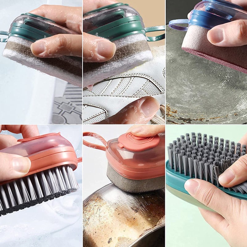 Prostuff.in Prostuffin 2 Pcs Scrub Brush Quality Soft Laundry Clothes Shoes Pot Washing Scrubbing Brush Automatic Liquid Addition Easy to Grip Household Cleaning Brushes with 2 Pcs Wall Hook Multicolor - Image 4