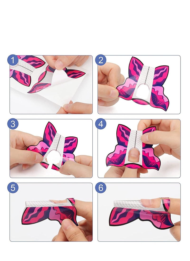 SYOSI 100PCS Acrylic Butterfly-Shape Self Adhesive Gel Nail Extension Nail Forms for DIY Tool UV Gel Forms Guide Stickers  - Image 3