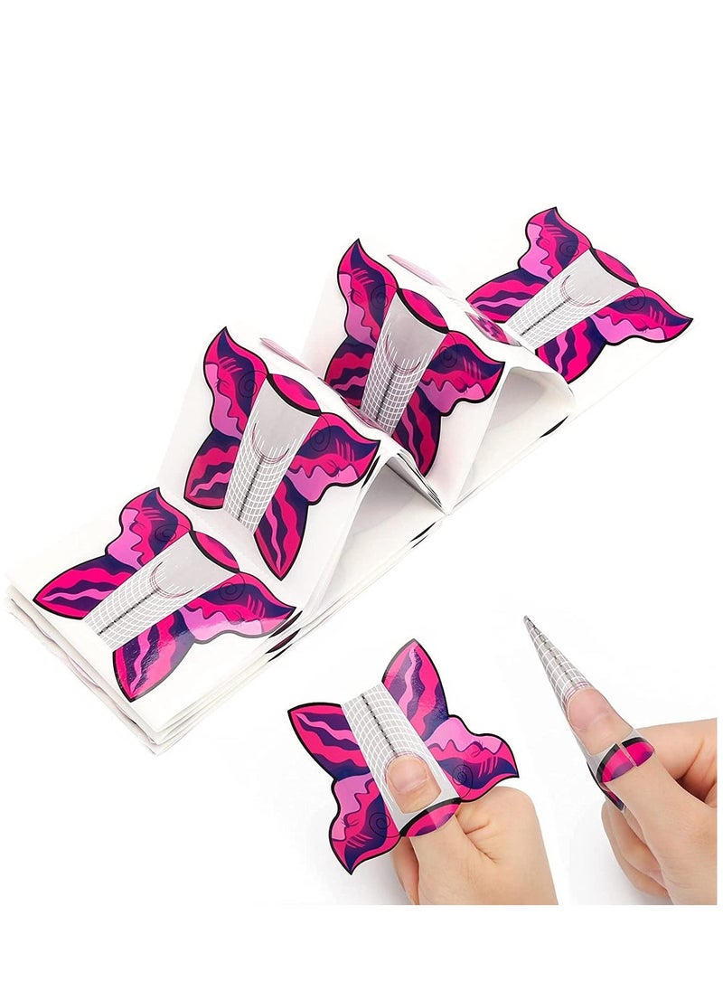 SYOSI 100PCS Acrylic Butterfly-Shape Self Adhesive Gel Nail Extension Nail Forms for DIY Tool UV Gel Forms Guide Stickers  - Image 1