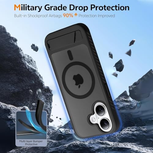 KARWAN®️Ultra Hybrid Matte Back Cover Case Compatible with Stand Magnetic for iPhone 16 Plus | Mag-Safe Wireless Charging | Camera Bump Protection -(Black) - Image 4