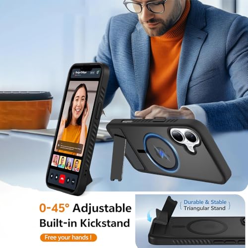 KARWAN®️Ultra Hybrid Matte Back Cover Case Compatible with Stand Magnetic for iPhone 16 Plus | Mag-Safe Wireless Charging | Camera Bump Protection -(Black) - Image 5