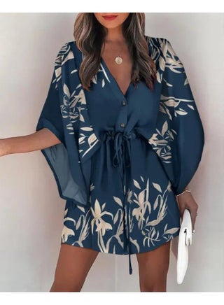 European And American Summer Flying Sleeves Explosions V-neck Lace-up Casual Vacation Dress Women's Clothing - pzsku/ZA87BFD087F949CBE49FEZ/45/1746227512/ec0ea7d8-c615-4174-bdbe-cdbee0a28fd5
