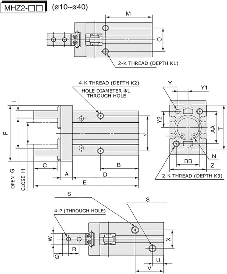 MHZ2 10C Pneumatic Air Gripper Cylinder Double or Single Acting - Image 5