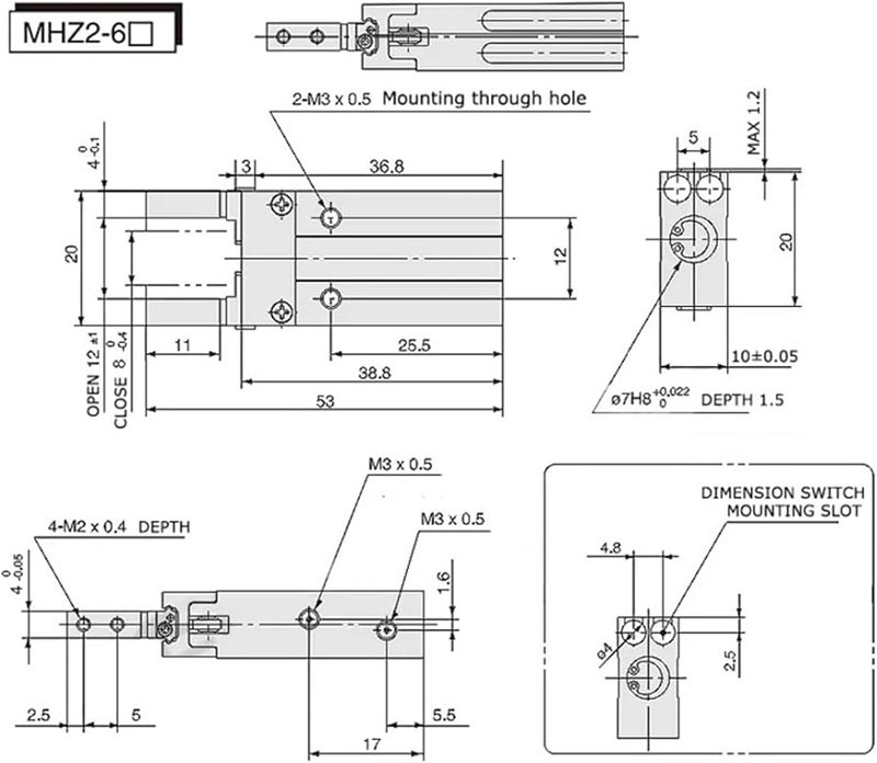 MHZ2 10C Pneumatic Air Gripper Cylinder Double or Single Acting - Image 4