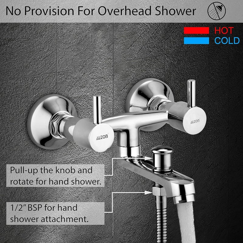 Alton ALTON GRCL3940 Brass Wall Mixer With Button Attachment Spout for Hand Shower Chrome Finish - Image 3