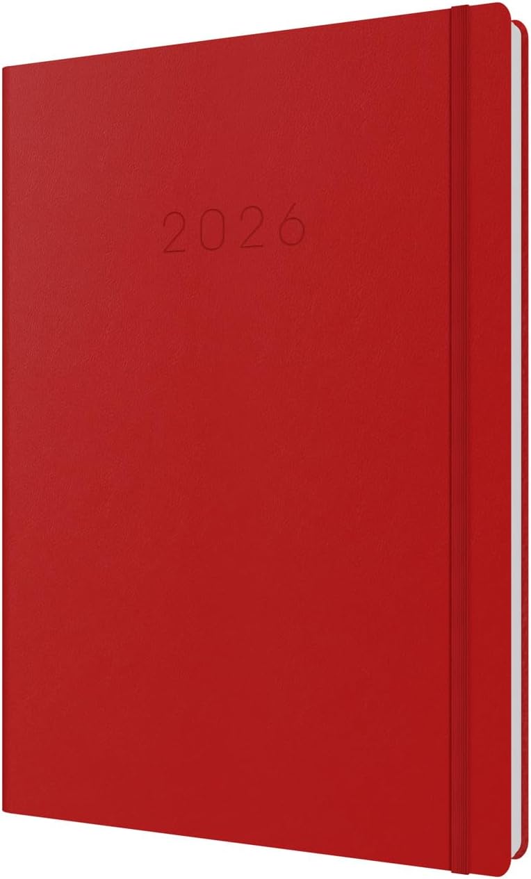 Collins - Legacy - 2026 12 Month Calendar Year Planner, Day-To-Page with 1/2 Hourly Appointments Diary, A4 Hard Cover - Red (CL41.15-26) - Image 1