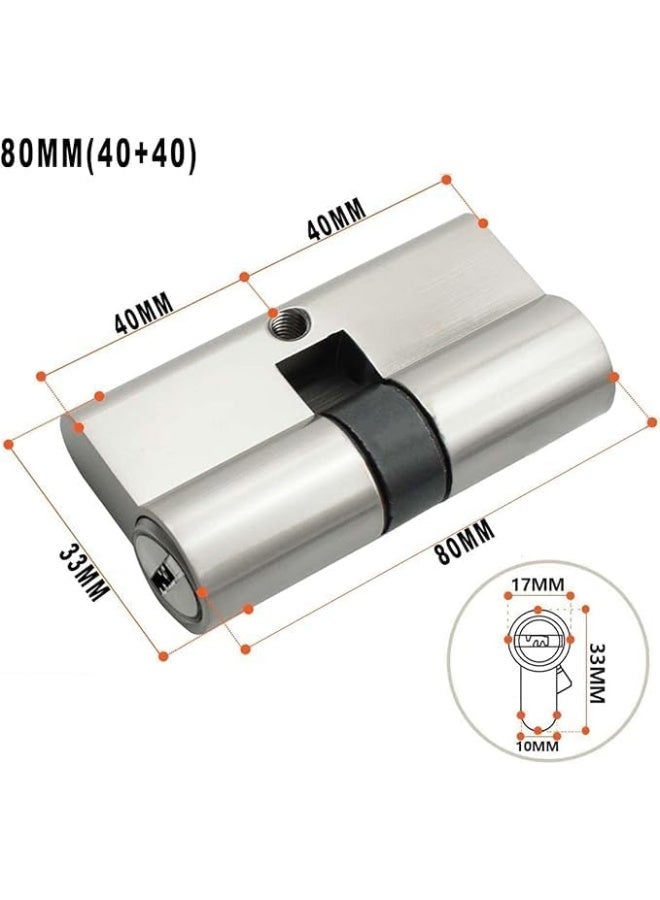 Biella Brass Cylinder Lock Barrel Profile Lock With 3 Keys Lock Anti-Rust Suitable For Wooden Doors, Aluminum Doors (Lock Cylinder, 80Mm) - Image 2