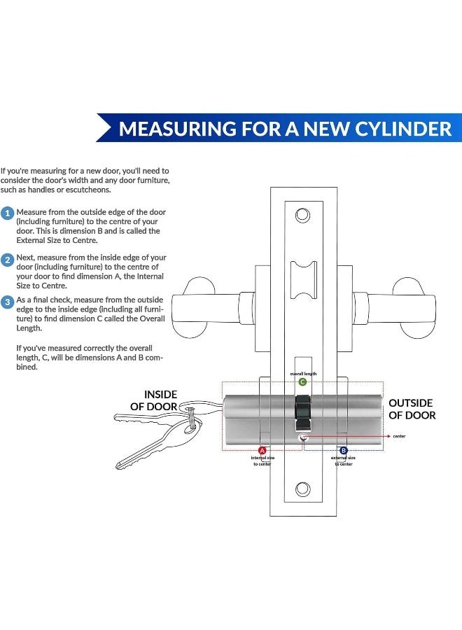 Biella Brass Cylinder Lock Barrel Profile Lock With 3 Keys Lock Anti-Rust Suitable For Wooden Doors, Aluminum Doors (Lock Cylinder, 80Mm) - Image 5