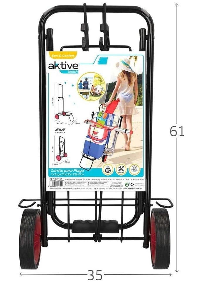 Zashe Aktive Beach 62132 Foldable Beach Trolley – Portable Cart for Outdoor & Travel (35 x 45 x 100 cm)  - Image 5