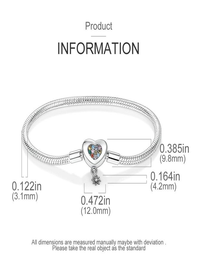 MULA 925 Sterling Silver Snake Chain Charm Bracelet Butterfly Sunflower Heart with 5A Cubic Zirconia Bracelets for Women - Image 4