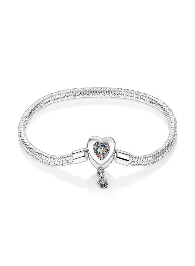 MULA 925 Sterling Silver Snake Chain Charm Bracelet Butterfly Sunflower Heart with 5A Cubic Zirconia Bracelets for Women - Image 1