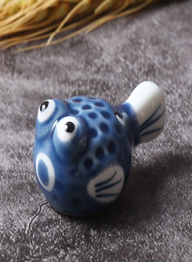 Hemoton Ceramic Chopstick Rest Set of 4 - Cute Puffer Fish Design Decorative Tabletop Holder for Chopsticks Forks Spoons Ideal for Home Parties and Celebrations - Image 3