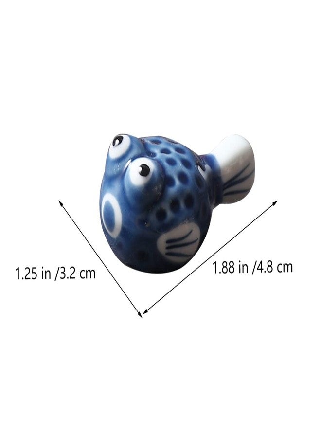 Hemoton Ceramic Chopstick Rest Set of 4 - Cute Puffer Fish Design Decorative Tabletop Holder for Chopsticks Forks Spoons Ideal for Home Parties and Celebrations - Image 4