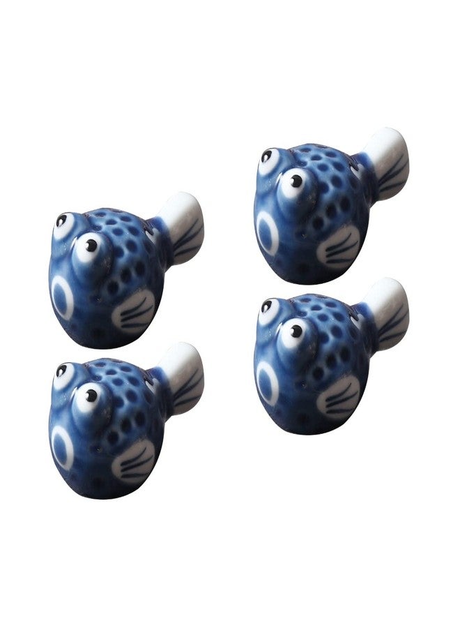 Hemoton Ceramic Chopstick Rest Set of 4 - Cute Puffer Fish Design Decorative Tabletop Holder for Chopsticks Forks Spoons Ideal for Home Parties and Celebrations - Image 1