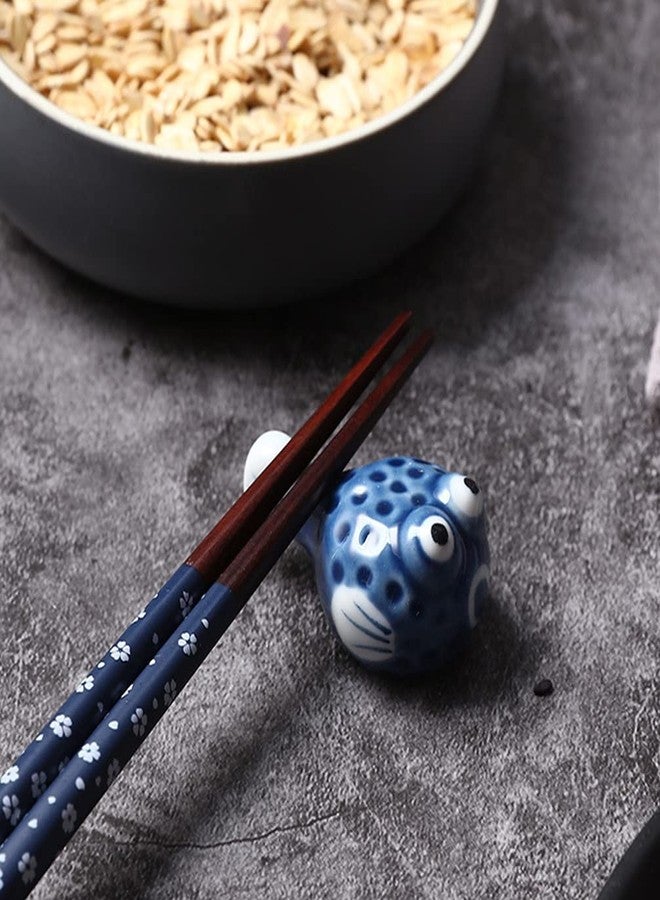 Hemoton Ceramic Chopstick Rest Set of 4 - Cute Puffer Fish Design Decorative Tabletop Holder for Chopsticks Forks Spoons Ideal for Home Parties and Celebrations - Image 2
