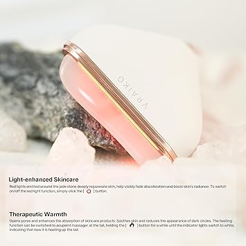 VRAIKO AuroraX Handheld Gua Sha Device White Jade Neck Face Massager with Red Light Therapy Thermal Vibration and Massage Tail for Face Sculpting AntiAging and Relaxation at Home - Image 5