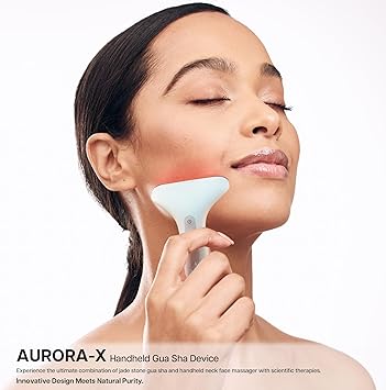 VRAIKO AuroraX Handheld Gua Sha Device White Jade Neck Face Massager with Red Light Therapy Thermal Vibration and Massage Tail for Face Sculpting AntiAging and Relaxation at Home - Image 2