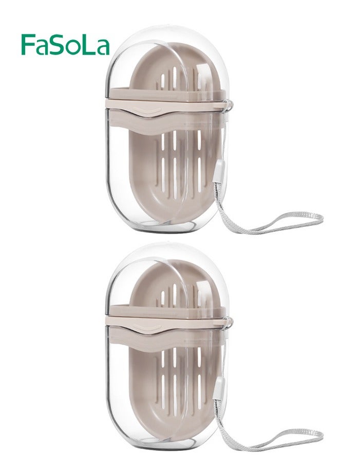 فاصولا علبة صابون للسفر مكونة من 2 قطعة مانعة للتسرب للسفر، علبة صابون محمولة للصالة الرياضية والمدرسة والتخييم - Image 2