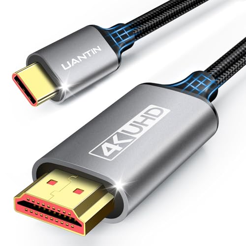 UANTIN USB C to HDMI Cable 6Ft | 4K High-Speed USB 3.1 Type-C to HDMI Cord [Thunderbolt 3/4/5 Compatible] with MacBook, Galaxy S9 to S24, iPhone 15/16, iPad Pro, iMac, Surface - Image 1