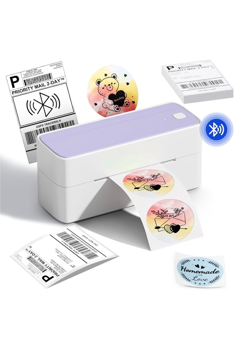 phomemo 241-BT Bluetooth Thermal Label Printer,  Wireless Shipping Label Printer for Small Business, Label Printer for Shipping Packages, Compatible with iPhone, Android .It contains 10 sheets of 4X6" white paper.(Purple) - Image 2