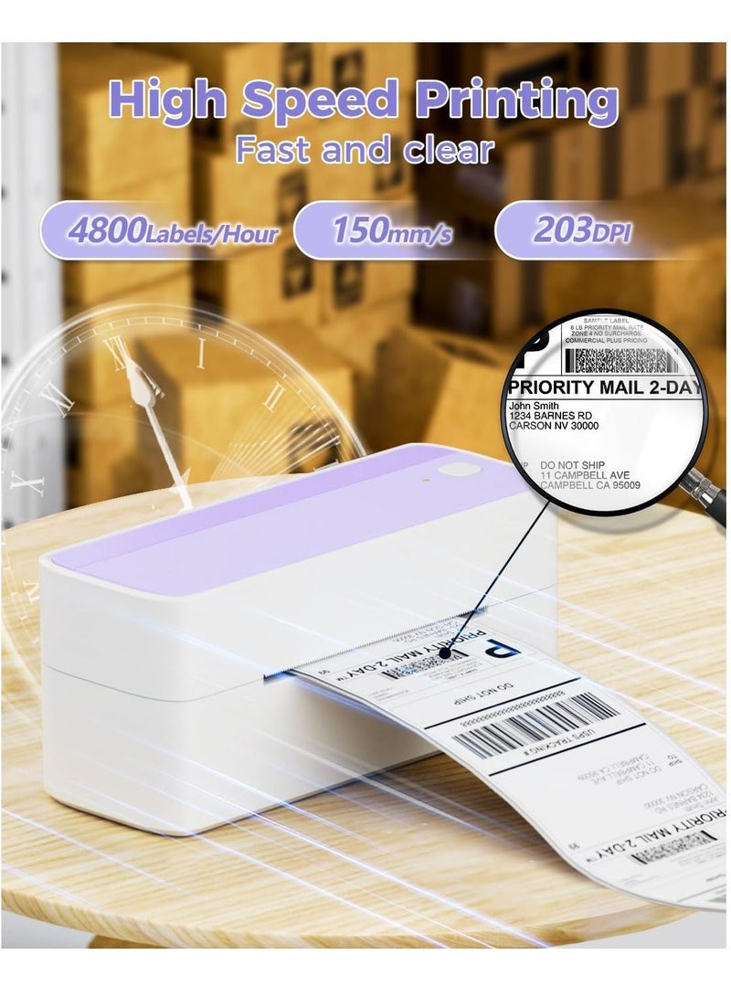 phomemo 241-BT Bluetooth Thermal Label Printer,  Wireless Shipping Label Printer for Small Business, Label Printer for Shipping Packages, Compatible with iPhone, Android .It contains 10 sheets of 4X6" white paper.(Purple) - Image 3