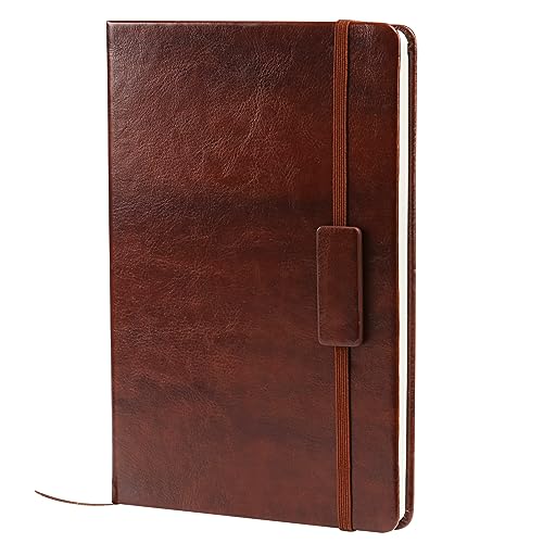 Kesote Kesoto A5 Classic Ruled Leather Hardcover Writing Notebook 5.7'' x 8.5'' Lined Journal Diary with Elastic Closure and Expandable Paper Pocket (200 Pages) - Image 1