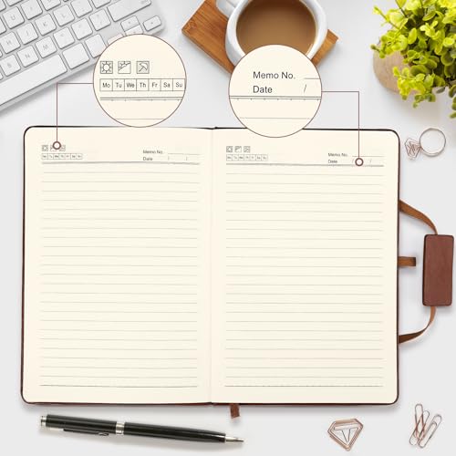 Kesote Kesoto A5 Classic Ruled Leather Hardcover Writing Notebook 5.7'' x 8.5'' Lined Journal Diary with Elastic Closure and Expandable Paper Pocket (200 Pages) - Image 5