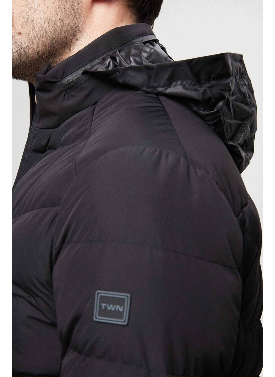 twn Slim Fit Black Concealable Hooded Fiberfill Windproof Jacket 3EC073151002M  - Image 3