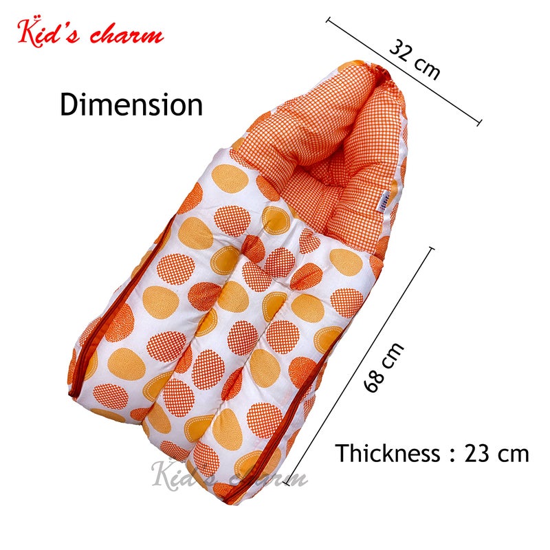Kid's Charm طقم سحر الأطفال البيضاوي 2 قطعة | سرير قطن للأطفال 3 في 1 | سرير قطن للأطفال 2 في 1 مع شبكة ناموسية للأعمار من 4-8 أشهر (برتقالي) - Image 3