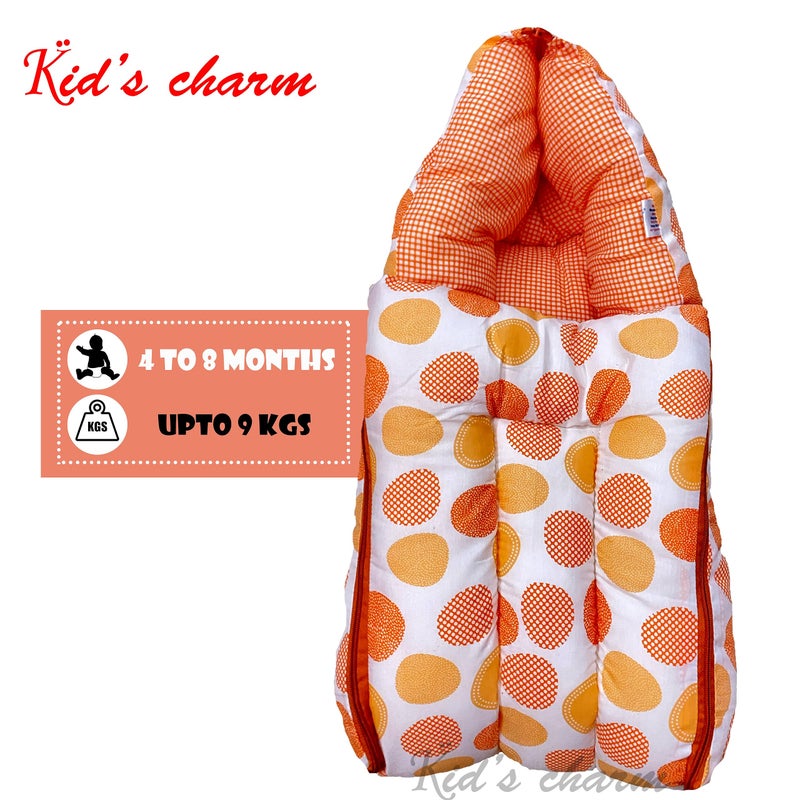 Kid's Charm طقم سحر الأطفال البيضاوي 2 قطعة | سرير قطن للأطفال 3 في 1 | سرير قطن للأطفال 2 في 1 مع شبكة ناموسية للأعمار من 4-8 أشهر (برتقالي) - Image 4
