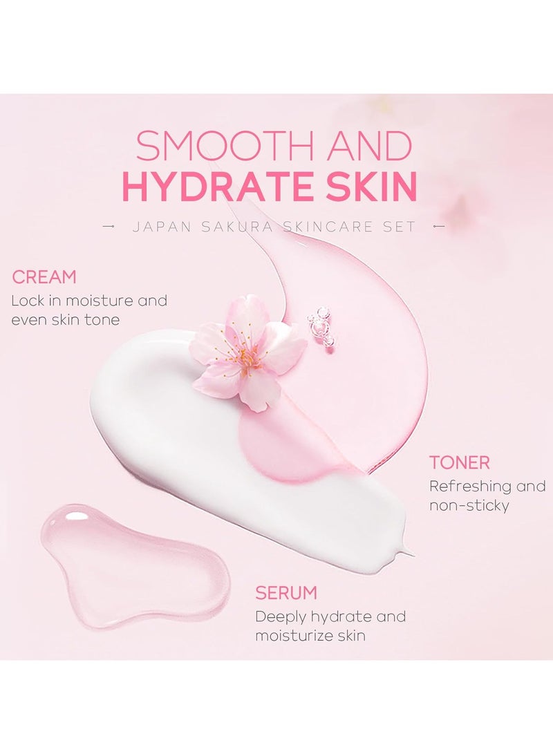 SAKURA 6 Pcs Sakura Luxurious Facial Care Set - Complete Skincare Solution for Hydrated, Moisturized, and Firmed Skin - Perfect Gift - Image 2