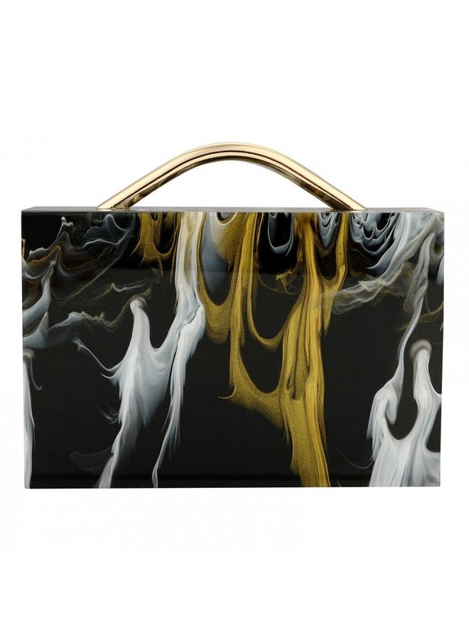 Jessie Acrylic Evening Clutch Purse Chain Handbags For Women Evening Bag For Wedding Cocktail Party Prom (Black)  - Image 1