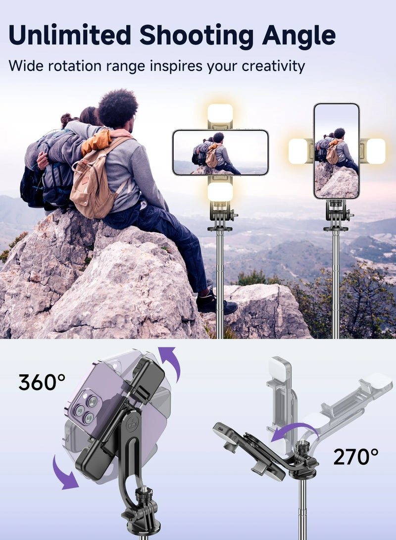 53.15“ Selfie Sticks Tripod,Separate design smartphone tripod Stand with Wireless Remote Control and Double fill light Portable Retractable Cell Phone Tripod for iPhone/Samsung/GoPro/Android Phone - Image 4