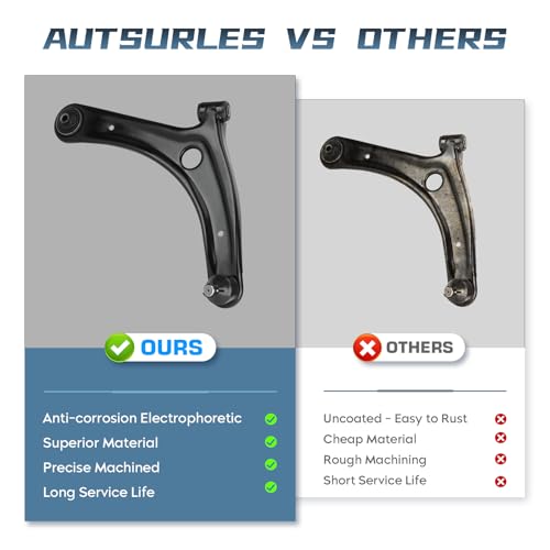 Autsurles 8 pcs Front Lower Control Arm with Ball Joint Assembly+Sway Stabilizer Bar End Link+Outer Inner Tie Rod End Suspension Kit for Dodge Caliber 2009-2012, for Jeep Compass Patriot 2007-2017 - Image 3