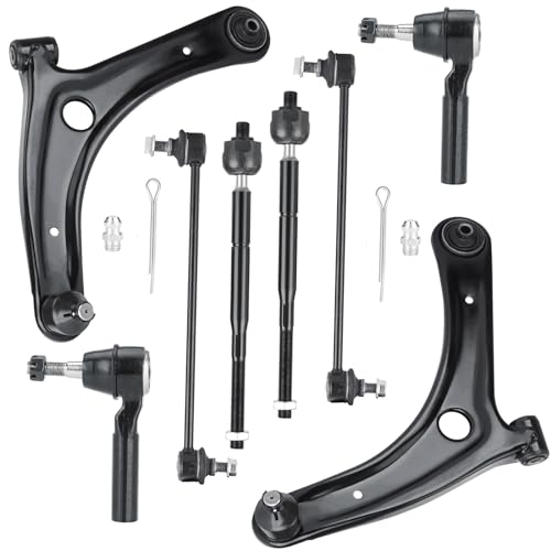 Autsurles 8 pcs Front Lower Control Arm with Ball Joint Assembly+Sway Stabilizer Bar End Link+Outer Inner Tie Rod End Suspension Kit for Dodge Caliber 2009-2012, for Jeep Compass Patriot 2007-2017 - Image 1