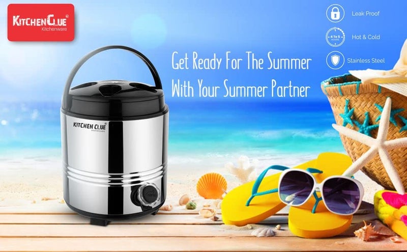 KITCHEN CLUE Stainless Steel Insulated Water Jug (5 Liter) & Serving Casserole (2500 ML) - Silver & Black - BPA Free - PUF Insulated - Keeps Food Or Beverages Hot & Cold - Thermoware Combo Set - Image 5