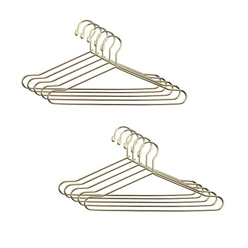 JANOU 10pcs Cute Dollhouse Clothes Hang Miniature Wire Clothes Stand Gold - Image 1