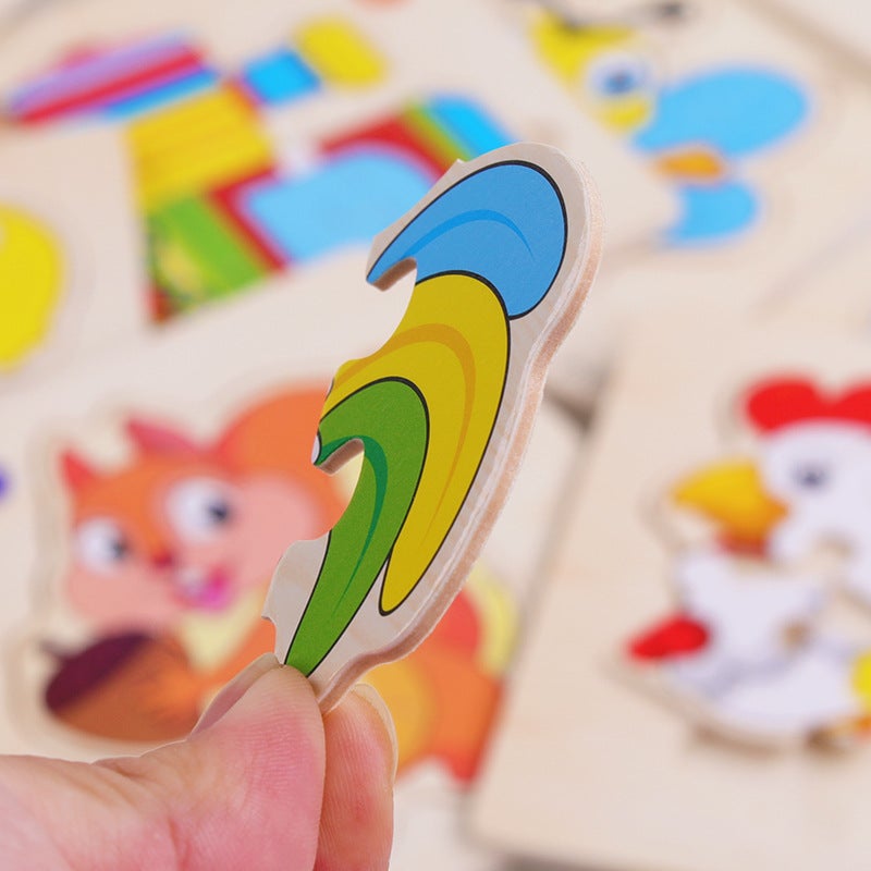 Wooden Animal Transportation Flat Building Block Puzzle Toys For Kidsren Aged 3-7 Years Old Early Education Educational Wooden Puzzle Toys - Image 4