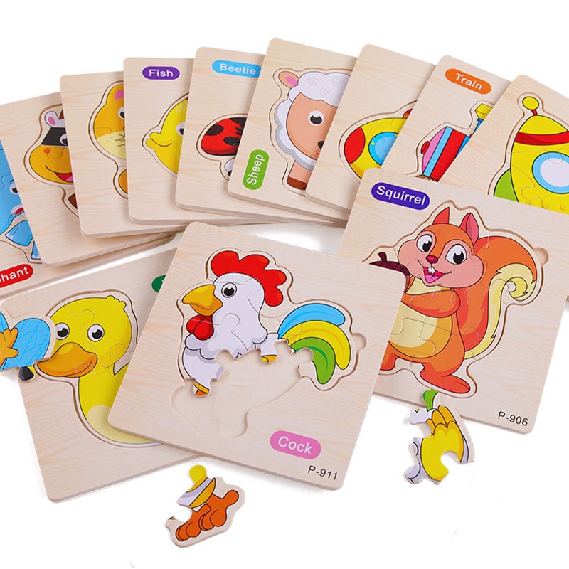 Wooden Animal Transportation Flat Building Block Puzzle Toys For Kidsren Aged 3-7 Years Old Early Education Educational Wooden Puzzle Toys - Image 3